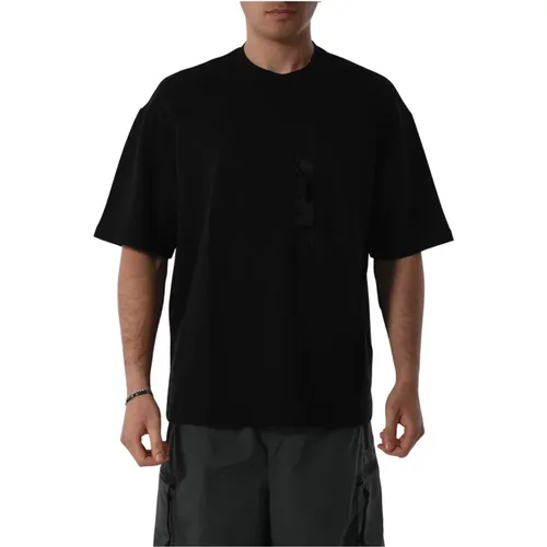 Cotton T-shirt with Front Contrast Band , male, Sizes: S, M, L, XL - Armani Exchange - Modalova
