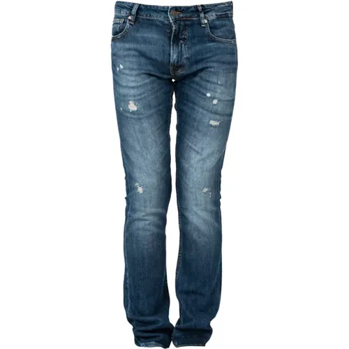 Slim Fit Reißverschluss Detail Jeans , Herren, Größe: W33 L34 - Guess - Modalova