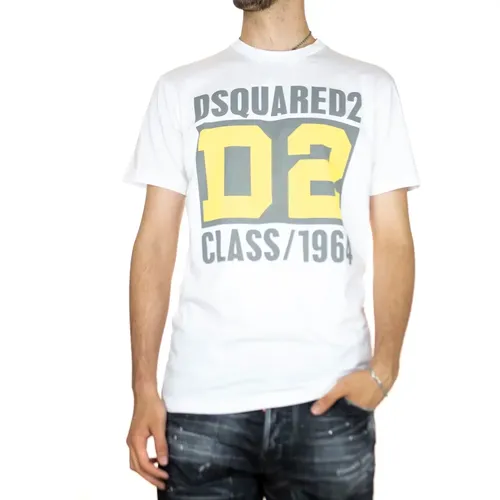 Weißes Varsity-Print T-Shirt , Herren, Größe: S - Dsquared2 - Modalova