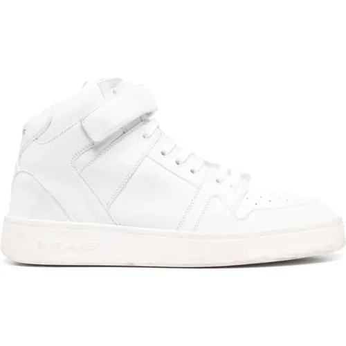 Weiße Leder-Logo-Sneakers , Herren, Größe: 39 1/2 EU - Saint Laurent - Modalova