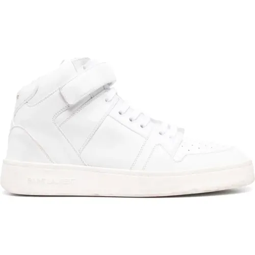 Weiße Leder-Logo-Sneakers , Herren, Größe: 39 EU - Saint Laurent - Modalova