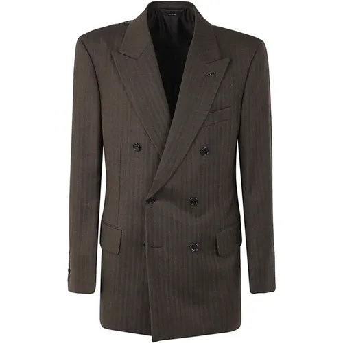 Stretch Herringbone Jacket , male, Sizes: XL, L - Tom Ford - Modalova