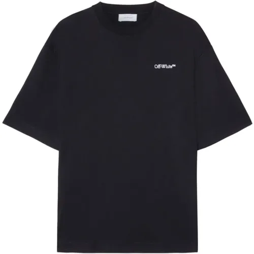 Schwarzes/Weißes Baumwoll-T-Shirt mit Besticktem Logo - Off White - Modalova