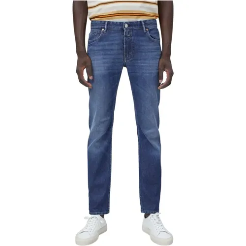 Slim-Fit Blau Gewaschene Jeans für Herren , Herren, Größe: W34 - closed - Modalova