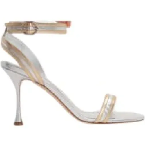 Silver and Gold Laminate Sandals , female, Sizes: 3 1/2 UK - Manolo Blahnik - Modalova