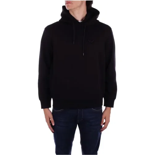 Schwarzer Hoodie mit Frontlogo , Herren, Größe: M - Emporio Armani - Modalova