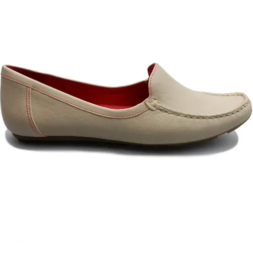 Bequemer Lederslipper mit roten Nähten , Damen, Größe: 37 1/2 EU - Clarks - Modalova