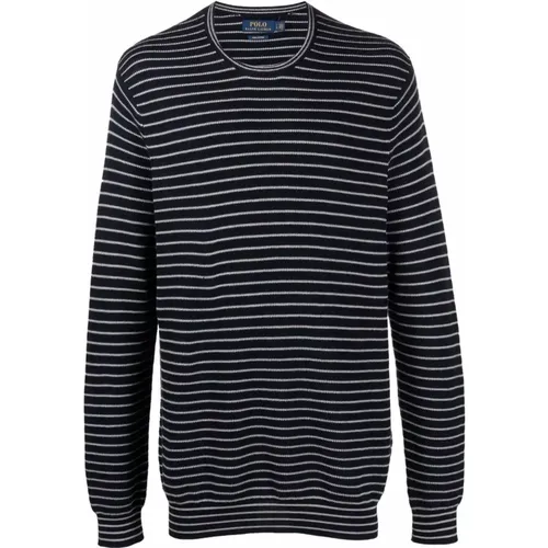 Blauer Gestreifter Pullover Sweatshirt Casual Stil , Herren, Größe: M - Polo Ralph Lauren - Modalova