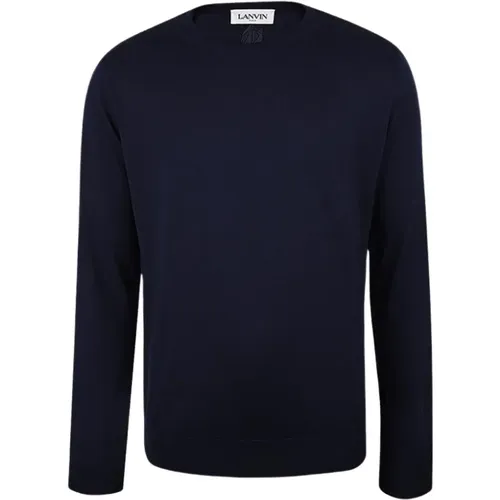 Navy Merino Wool Sweater , male, Sizes: L - Lanvin - Modalova