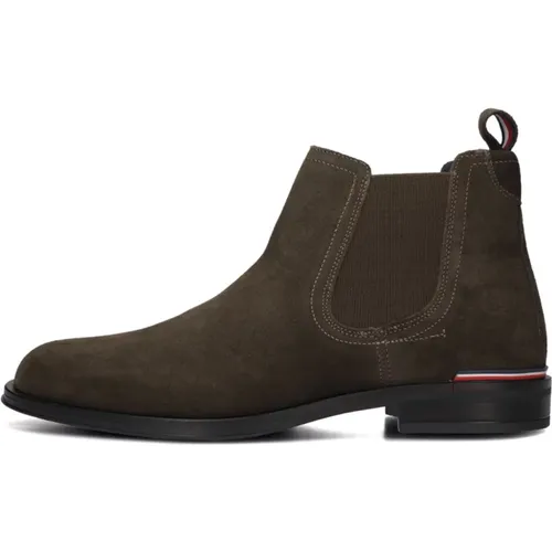 Grüne Wildleder Chelsea Boots für Herren , Herren, Größe: 41 EU - Tommy Hilfiger - Modalova