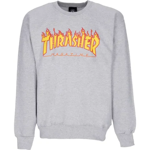 Flame Crewneck Sweatshirt Hellgrau/Gelb - Thrasher - Modalova