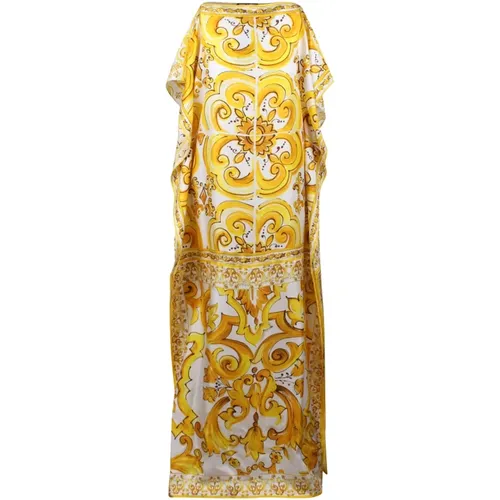 Majolica Silk Maxi Dress , female, Sizes: XS, S, M - Dolce & Gabbana - Modalova