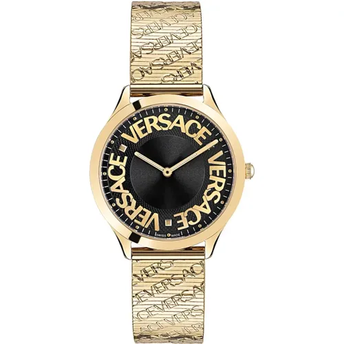 Logo Halo Gold Stainless Steel Watch , female, Sizes: ONE SIZE - Versace - Modalova