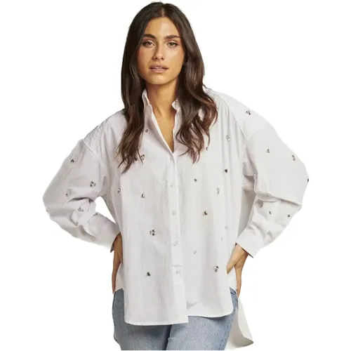 Rhinestone Poplin Shirt , female, Sizes: M, L - Alma en Pena - Modalova