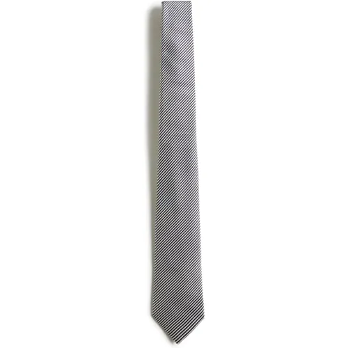 Black Silk-Cotton Blend Tie , male, Sizes: ONE SIZE - Giorgio Armani - Modalova