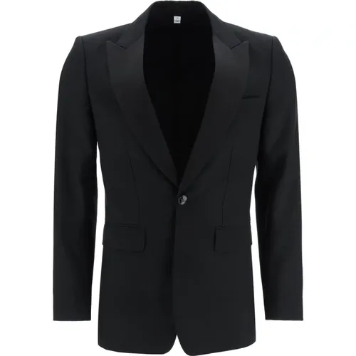 Jacquard Details Tuxedo Jacket , male, Sizes: M - Burberry - Modalova