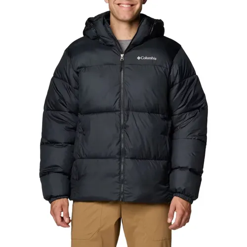 Schwarze Kapuzen-Puffect-Jacke Wasserdicht , Herren, Größe: XL - Columbia - Modalova