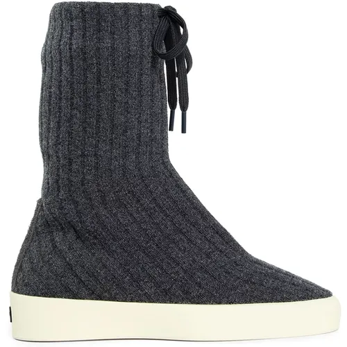 Hohe Gestrickte Sneakers Grau Gerippt , Herren, Größe: 46 EU - Fear Of God - Modalova