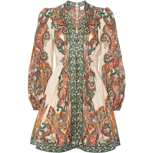 Kleid mit Paisley-Print aus Leinen - Zimmermann - Modalova