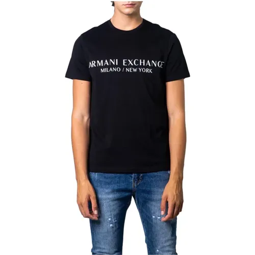 Schwarzes Print T-Shirt , Herren, Größe: XS - Armani Exchange - Modalova