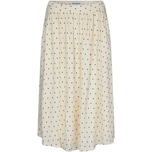 Creme Dot Midi Skirt with Flounce , female, Sizes: L, XL, XS, 2XL - Lollys Laundry - Modalova