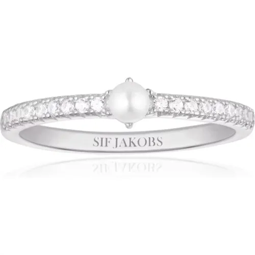 Perlen- und Zirkonia-Silberring , Damen, Größe: 56 MM - Sif Jakobs Jewellery - Modalova