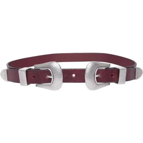 Sasha Belt burgundy double buckle leather , female, Sizes: S - Pepe Jeans - Modalova