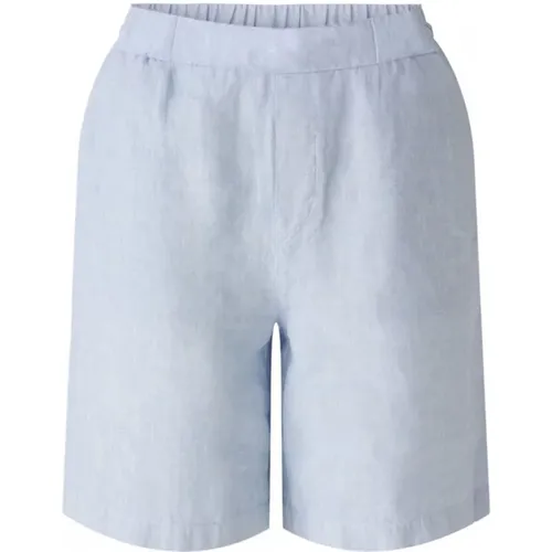 Blaue Leinen Bermuda Shorts mit Taschen , Damen, Größe: M - Oui - Modalova