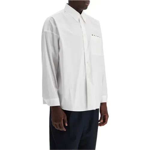 Boxy Shirt with Pocket Detail , male, Sizes: L - Marni - Modalova