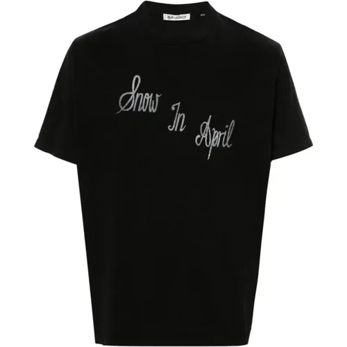 Schwarzes/Graues Baumwoll-T-Shirt mit Logo-Print , Herren, Größe: S - Our Legacy - Modalova