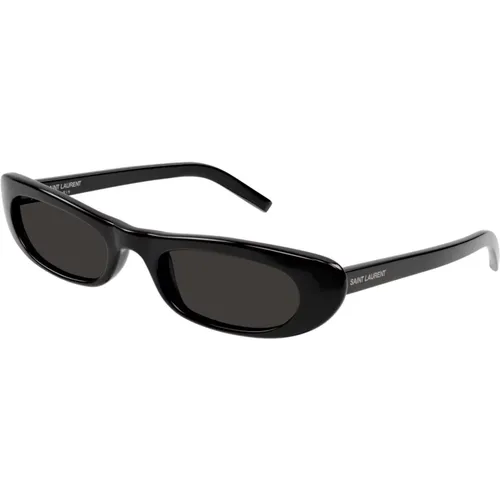 Runde Sonnenbrille aus schwarzem Acetat - Saint Laurent - Modalova