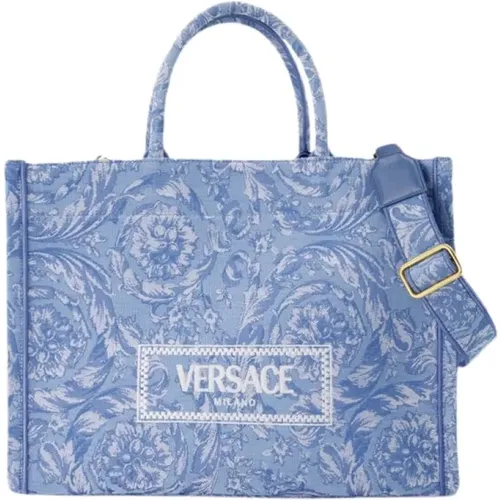 Jacquard Shopper Bag Canvas , female, Sizes: ONE SIZE - Versace - Modalova