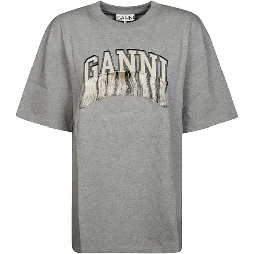 Fringe Schulter T-shirt , Damen, Größe: XS - Ganni - Modalova