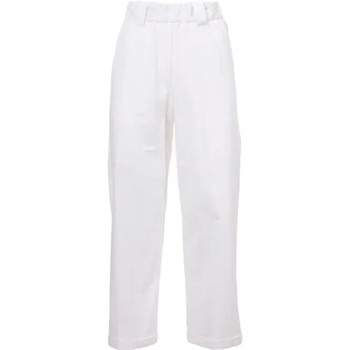 Cotton Pants with Elastic Waist and Pockets , female, Sizes: S, 2XS - Le Tricot Perugia - Modalova