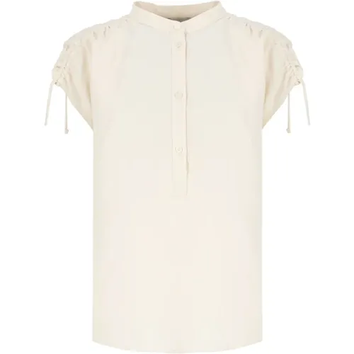 Ivory Leinenhemd Kurzarm,Ärmellose Hemden mit Stehkragen - Woolrich - Modalova