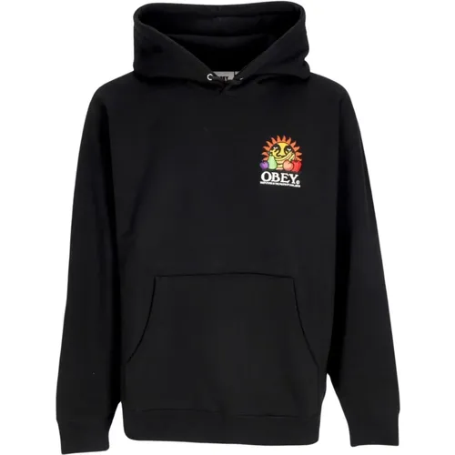 Schwarzer Fleece Hoodie mit Stickerei - Obey - Modalova