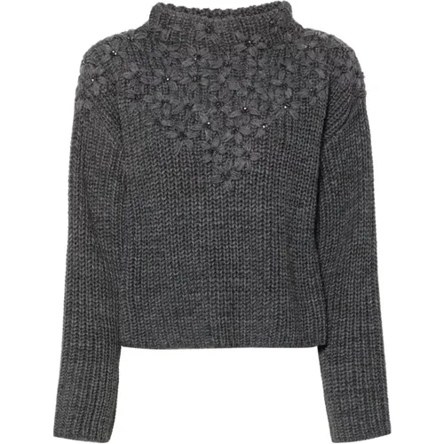 Blumenmuster Strass Pullover , Damen, Größe: S - Liu Jo - Modalova