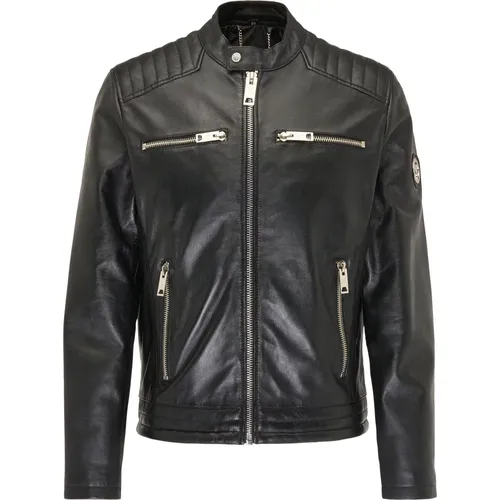 Herren Biker Lederjacke - Bento - Schwarz , Herren, Größe: L - carlo colucci - Modalova