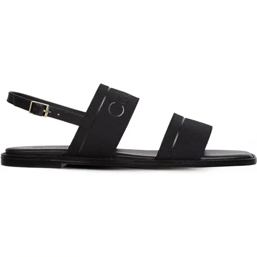 Leather Flat Sandals for Women , female, Sizes: 3 UK - Calvin Klein - Modalova