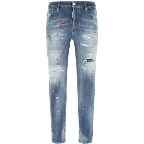 Stone Washed Slim Fit Denim Jeans , male, Sizes: L - Dsquared2 - Modalova