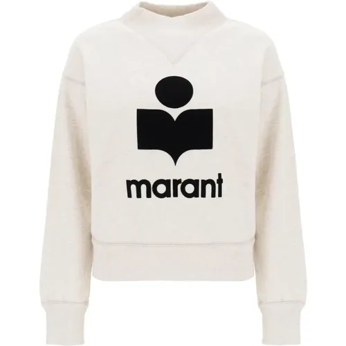 Organischer Baumwoll-Sweatshirt mit Flocked-Logo , Damen, Größe: M - Isabel Marant Étoile - Modalova