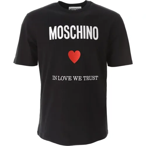 Bio-Baumwolle Liebe Vertrauen T-shirt , Herren, Größe: M - Moschino - Modalova