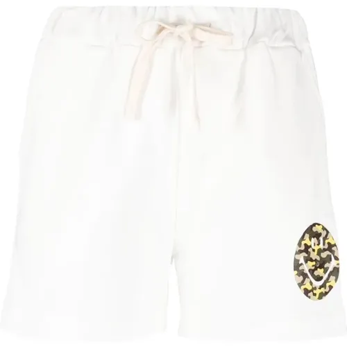 Camouflage-Logo-Print Weiße Shorts , Damen, Größe: S - Joshua Sanders - Modalova