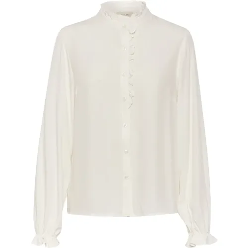 Feminine Bluse mit Puffärmeln , Damen, Größe: S - Cream - Modalova