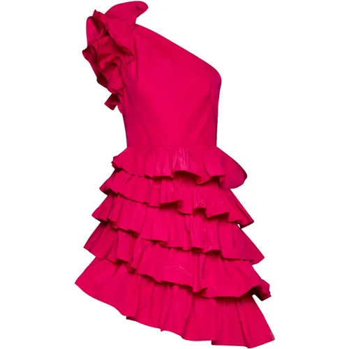 Fuchsia One-Shoulder Ruffled Dress , female, Sizes: XL, 7XL, 3XL, 5XL - Marchesa - Modalova