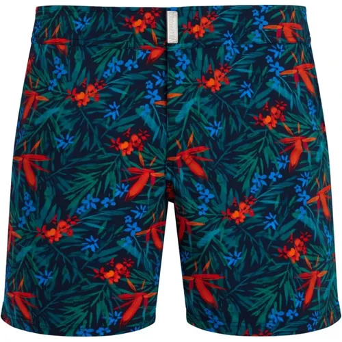 Kurze Tropical Flowers Stretch-Badeshorts mit flachem Bund für Herren , Herren, Größe: XL - Vilebrequin - Modalova