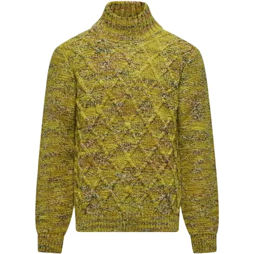 Multicoloured Yarn Turtleneck with Plait Pattern , male, Sizes: S, M - BomBoogie - Modalova