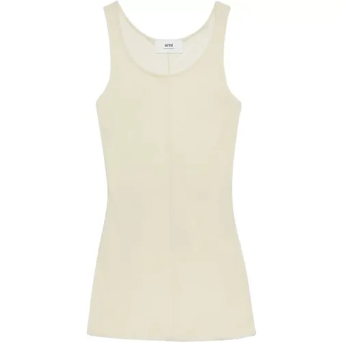 Cream Sleeveless Sleeveless Top , female, Sizes: XS, S, M - Ami Paris - Modalova