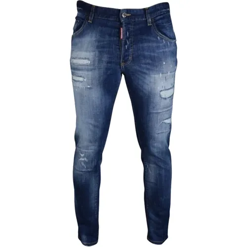 Slim-Fit Faded Jeans mit Farbspritzern - Dsquared2 - Modalova