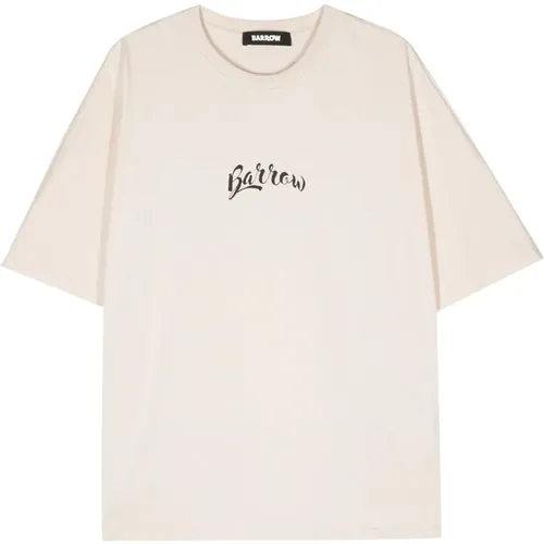 Cotton T-shirt with Logo Print , male, Sizes: XS, M - Barrow - Modalova